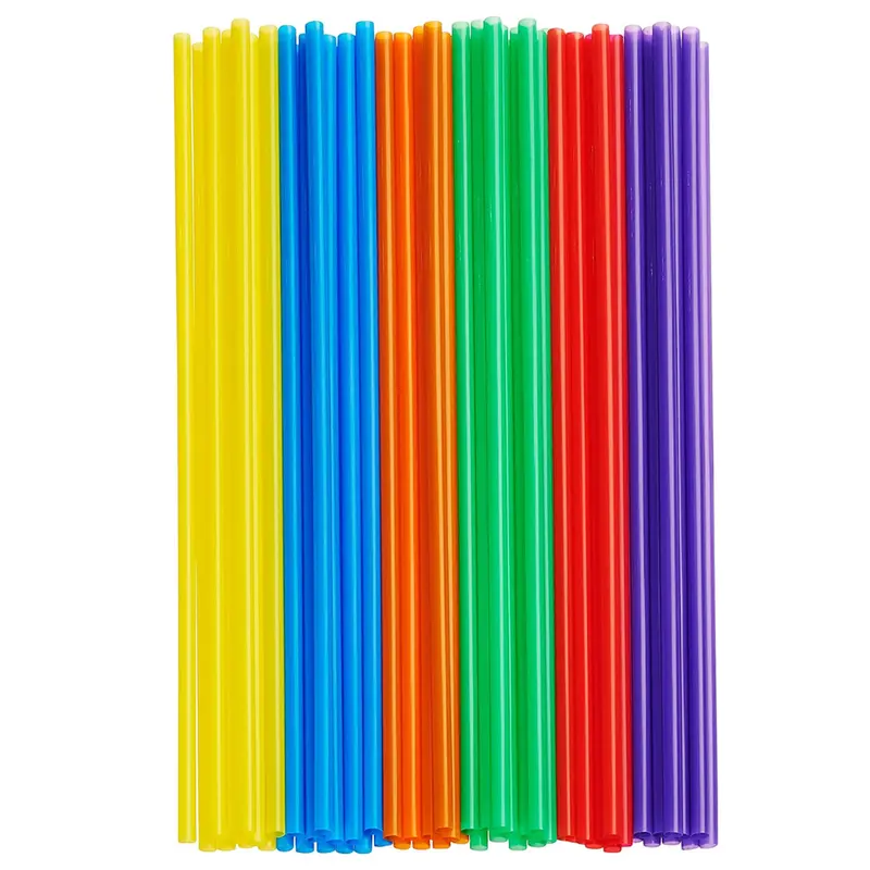 10-Inch Assorted-Color Rigid Plastic Drinking Straws (200-Pack) 1