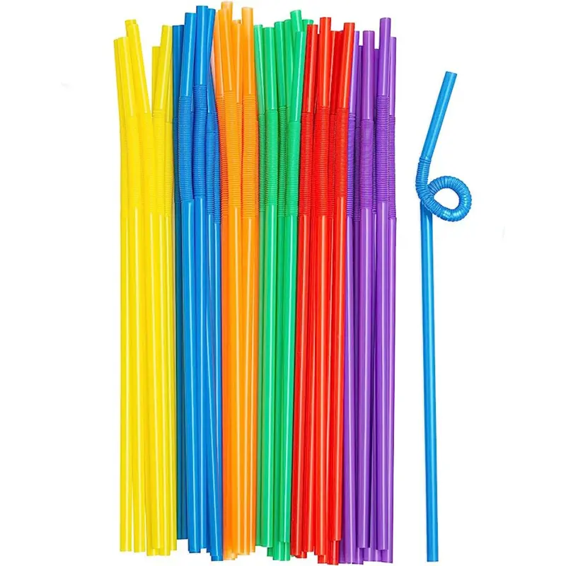 10-Inch Flexible Assorted-Color Plastic Drinking Straws (200-Pack) 1