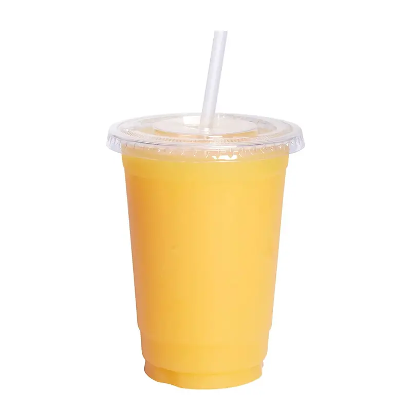 10 Oz Clear Plastic Cups With Flat Lids – Convenient Disposable Pairing, 100-Count 1