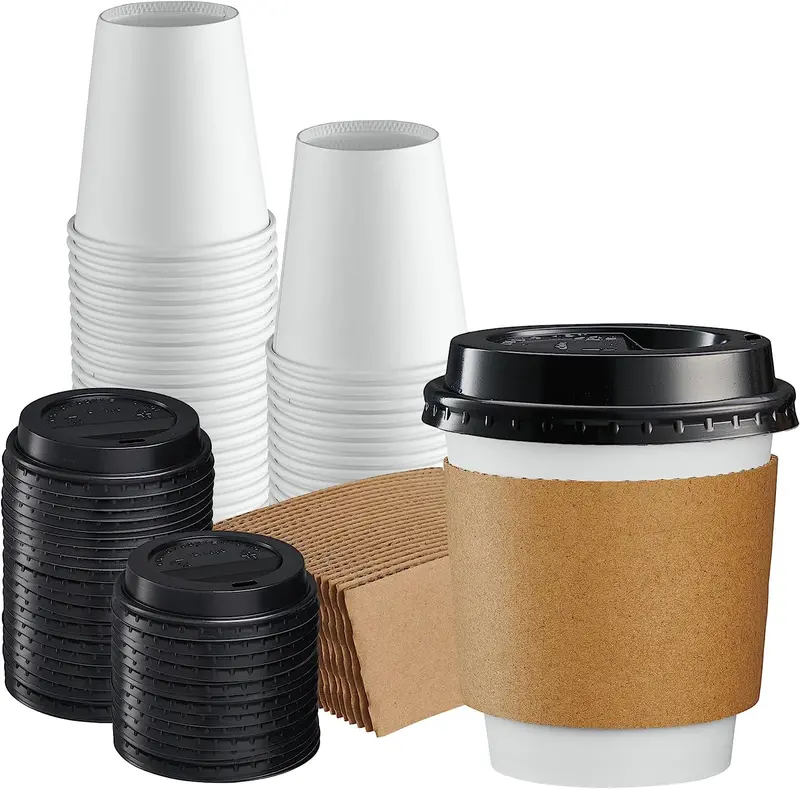 10 Oz Disposable Hot Beverage Cups With Lids, Sleeves & Stirrers – 300 Count 1