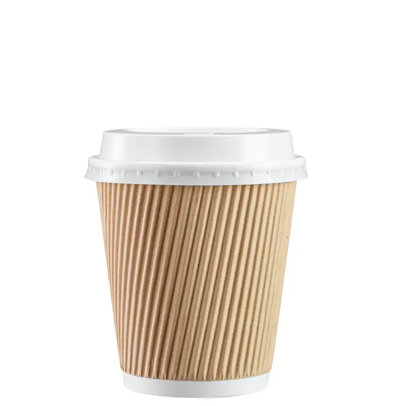 10 Oz Insulated Ripple Paper Hot Coffee Cups With Lids – 50-Pack 1