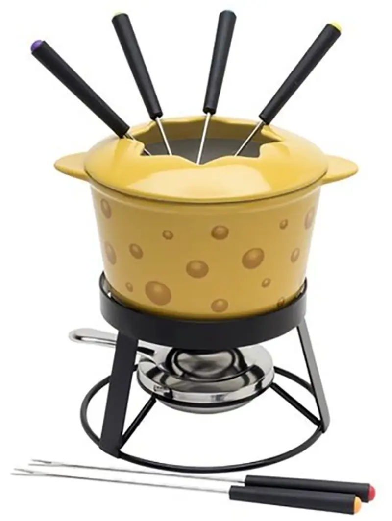 10-Piece Ceramic Cheese Fondue Set With Metal Base 1