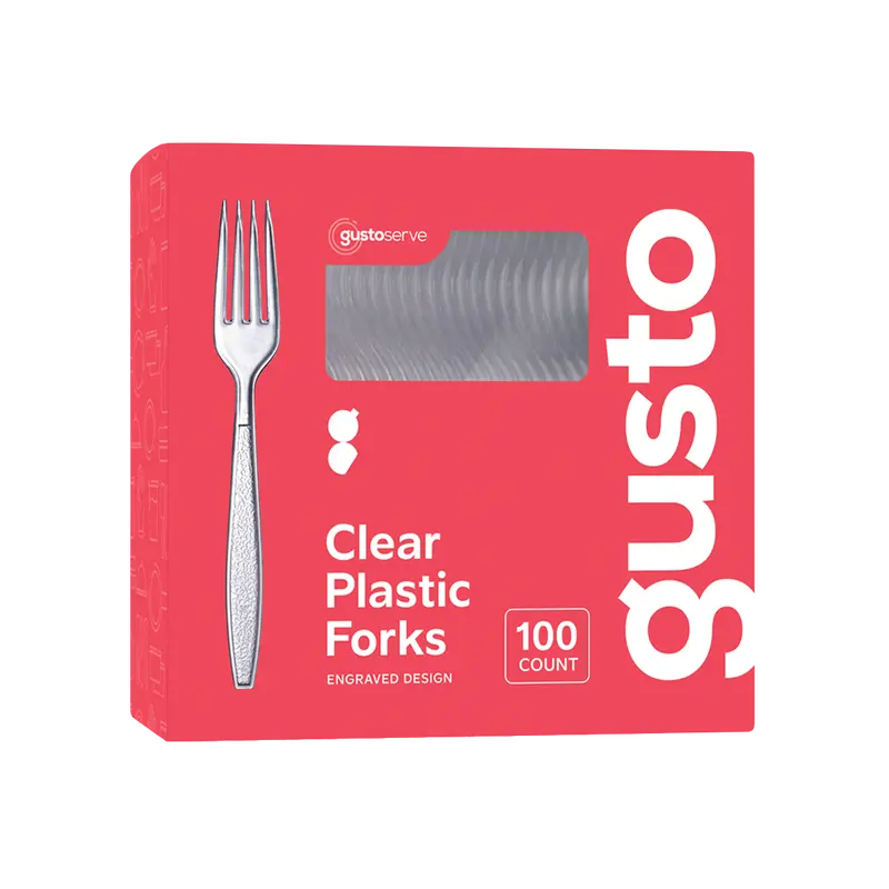 1000-Pack Engraved Heavy-Duty Clear Plastic Forks 1