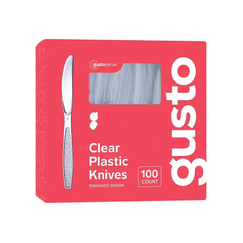 1000-Pack Engraved Heavy-Duty Clear Plastic Knives 1