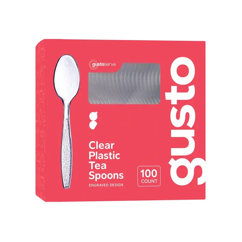 1000-Pack Engraved Heavy-Duty Clear Plastic Tea Spoons 1