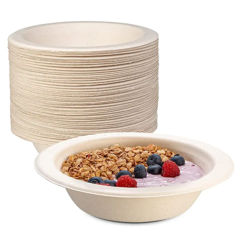 16 Oz Compostable Sugarcane Soup Bowls – Kraft Finish, Heavy-Duty, 125-Count 1