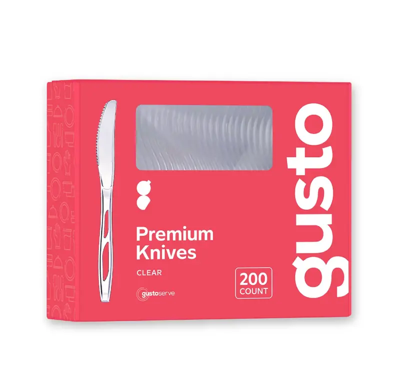 200-Count Heavy-Gauge Clear Plastic Knives – Compact Catering Kit 1