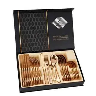 24-Piece Bronze Flatware Set – Victoria Design With Stand 1