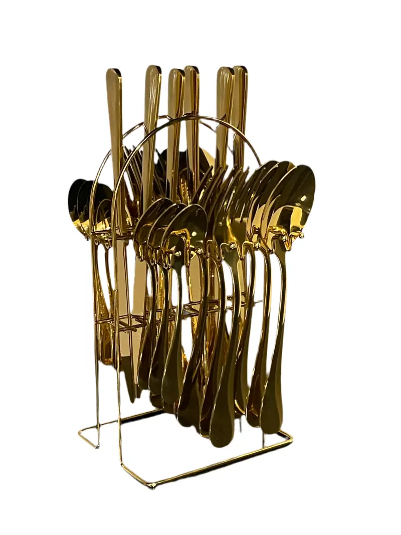 24-Piece Gold-Tone Flatware Set – Lorena Style With Holder 1