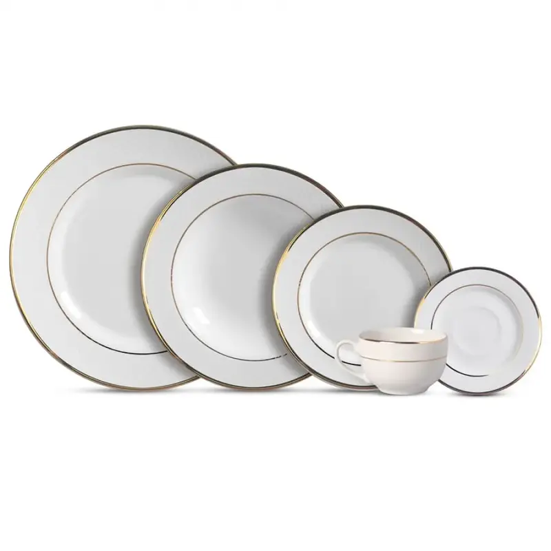 30-Piece Premium Gold-Embossed Dinnerware Set – Relevo Collection 1