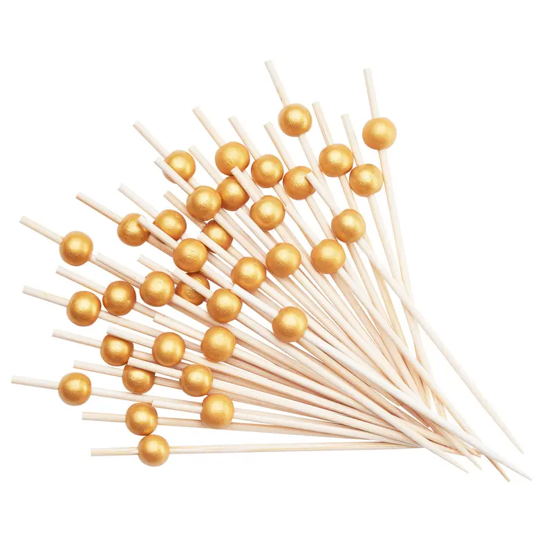 4.7-Inch Gold-Finished Wooden Skewers – 10,000-Count Stylish Serving Picks 1