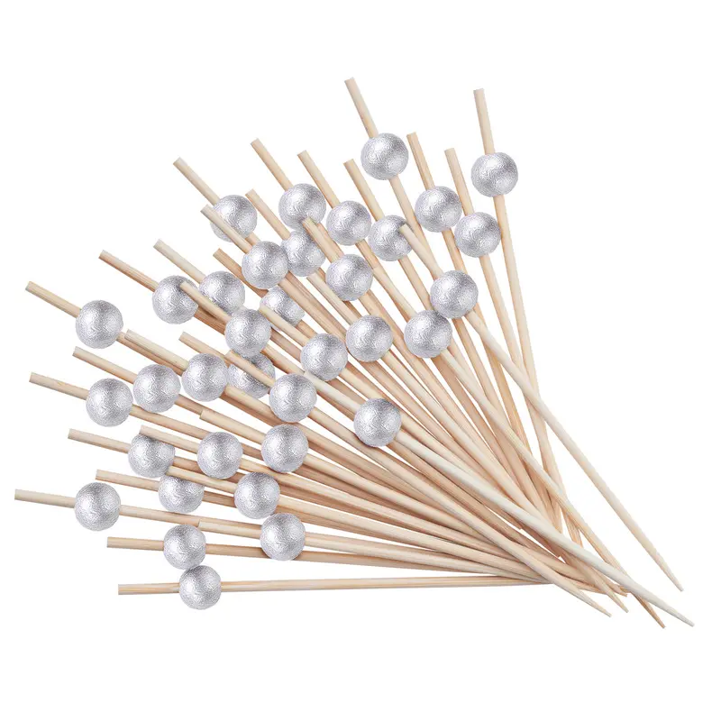 4.7-Inch Silver-Finish Wooden Pick Skewers – Elegant, 200-Count 1