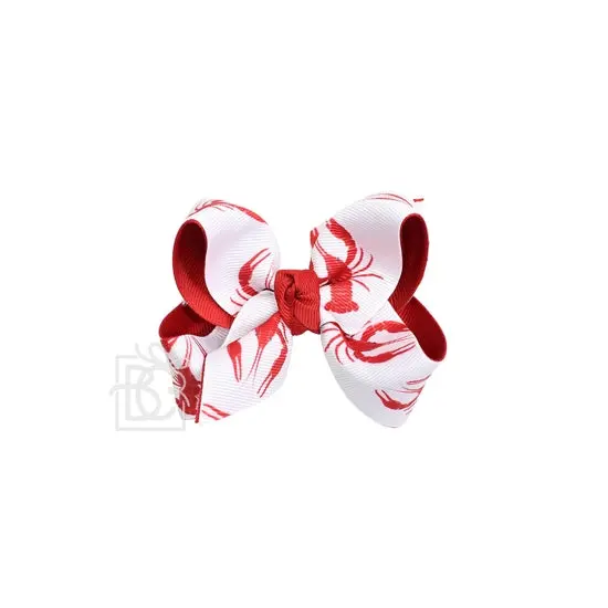 5.5-Inch Layered Crawfish Design Hair Bow 1