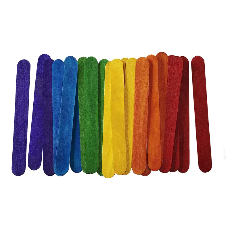 6-Inch Jumbo Colored Craft Sticks – 100-Pack Wooden Popsicle Sticks 1