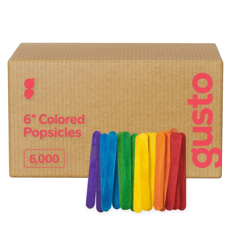 6-Inch Jumbo Colored Craft Sticks – 6000-Count Assorted Wooden Popsicle Sticks 1