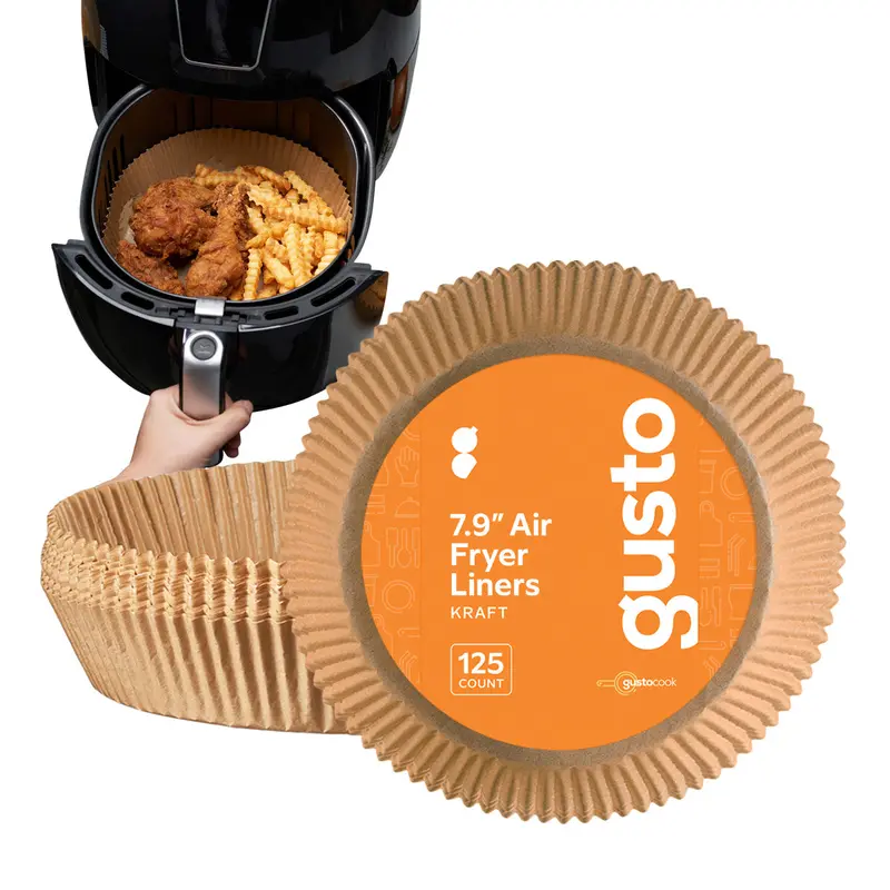 7.9-Inch Kraft Air Fryer Liners – 2500 Count, Round Disposable Parchment Sheets 1