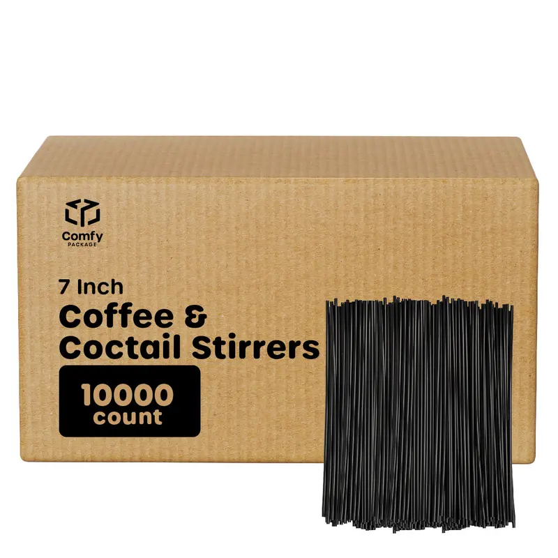 7-Inch Black Plastic Stir Sticks – 1000-Pack For Coffee, Cocktails & Mixing 1