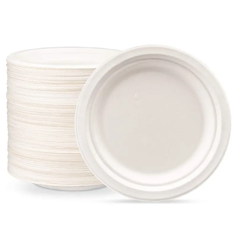 7-Inch Compostable Sugarcane Fiber Plates – 1000 Count, Heavy-Duty Disposable Dinnerware 1