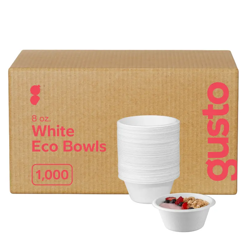 8 Oz Compostable Sugarcane Fiber Bowls – 100-Count Eco-Friendly Disposable Bowls 1