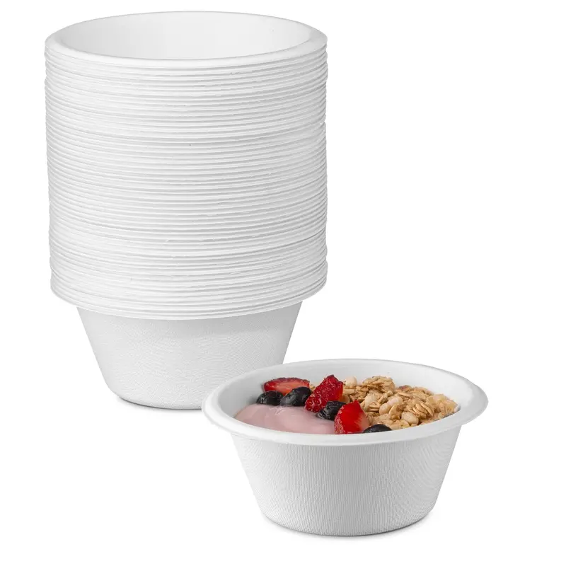 8 Oz Compostable Sugarcane Fiber Bowls – Sturdy & Eco-Friendly 1