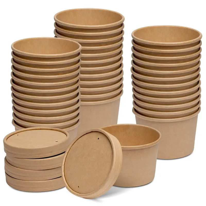 8 Oz Small-Batch Kraft Soup Containers – Vented & Compostable (50 Count) 1