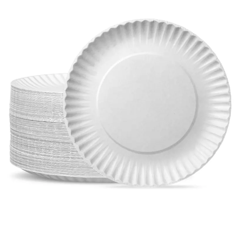 9 Inch Large White Uncoated Paper Plates – High-Capacity Pack (2000 Count) 1