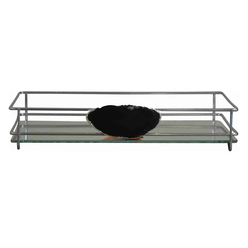 Agata Black Fence-Style Serving Tray – Chrome Finish, 15 × 25 Cm 1