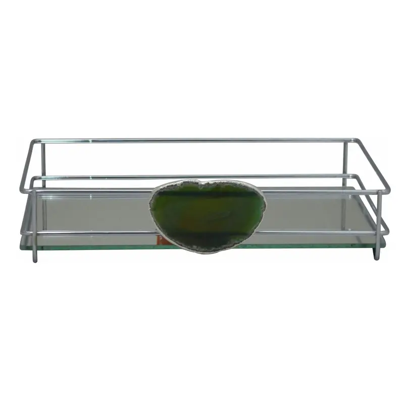 Agata Green Fence-Style Serving Tray – Chrome Finish, 15 × 25 Cm 1