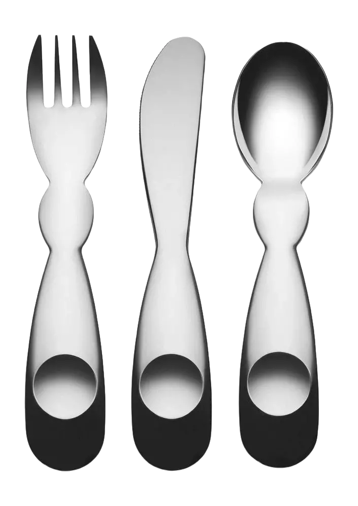 Alessi Alessini Kids Stainless Steel Cutlery Set – 3-Piece 1