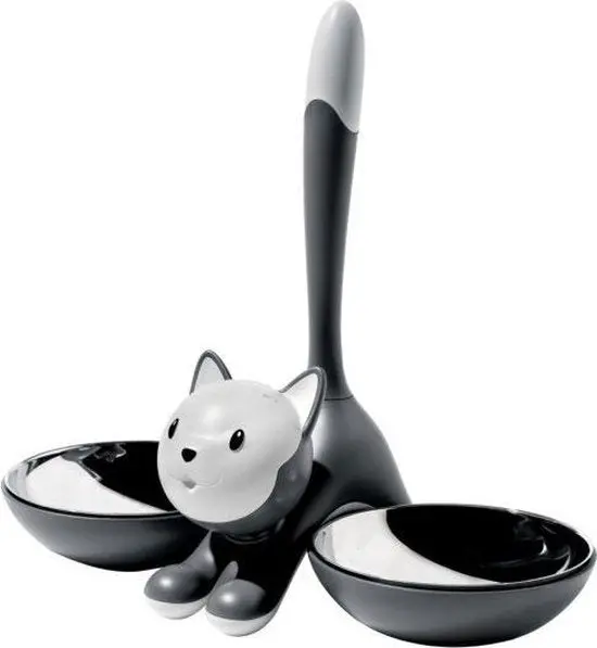 Alessi Tigrito Grey Cat Food Bowl – Modern Pet Dining Accessory 1