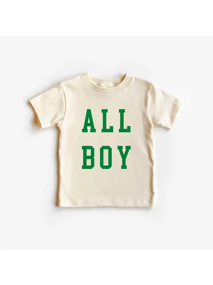 All-Boy Green And Natural Graphic Tee 1