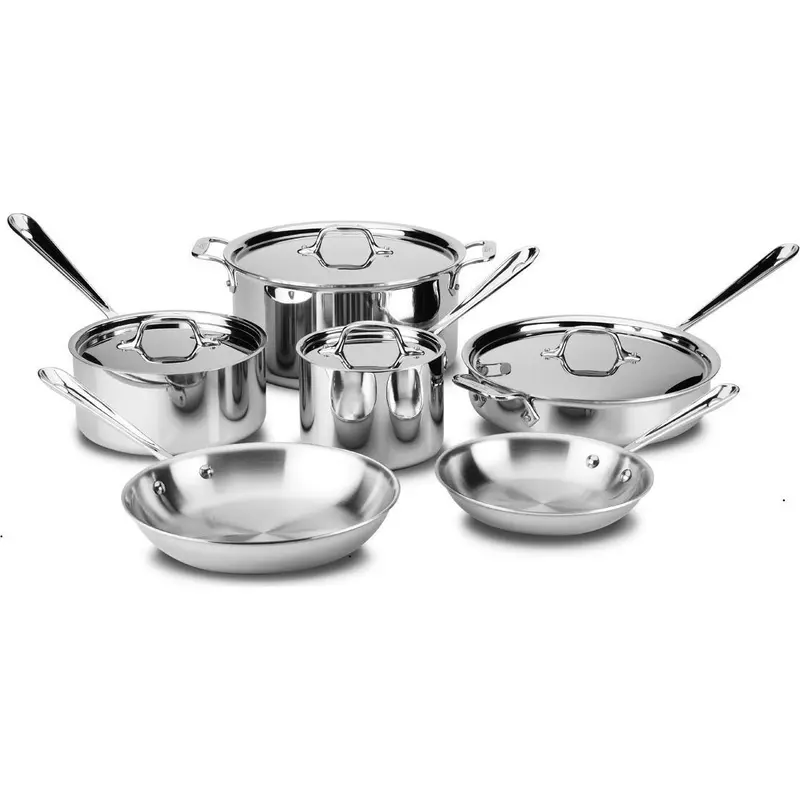 All-Clad D3 Stainless Steel 10-Piece Cookware Set – Premium Tri-Ply Construction 1