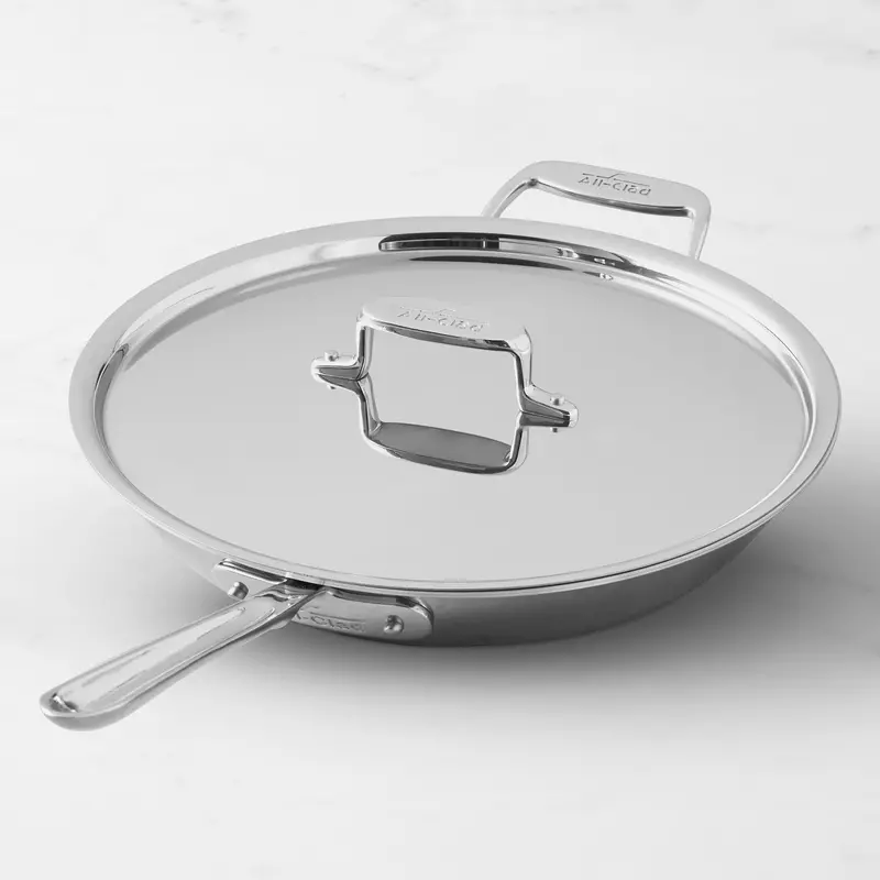 All-Clad D5 12.5 Inch Stainless Steel Deep Fry Pan With Mirror Finish & Lid 1