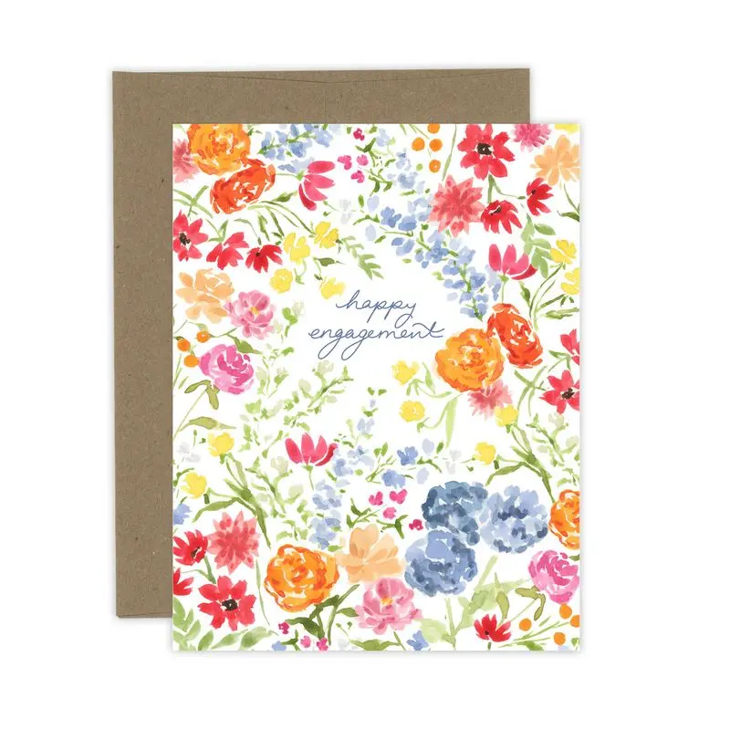 Almeida Illustrations Floral Engagement Celebration Card 1