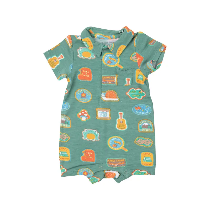 Angel Dear Camp-Themed Polo Shortall With Embroidered Patches 1