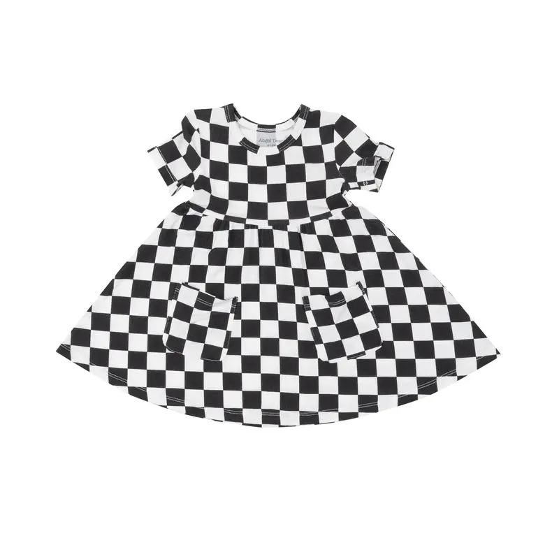Angel Dear Checkerboard Short-Sleeve Twirly Dress For Girls 1