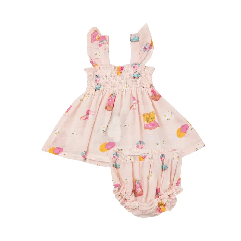 Angel Dear Daisy Boots Smocked Top With Ruffle Straps And Diaper Cover 1