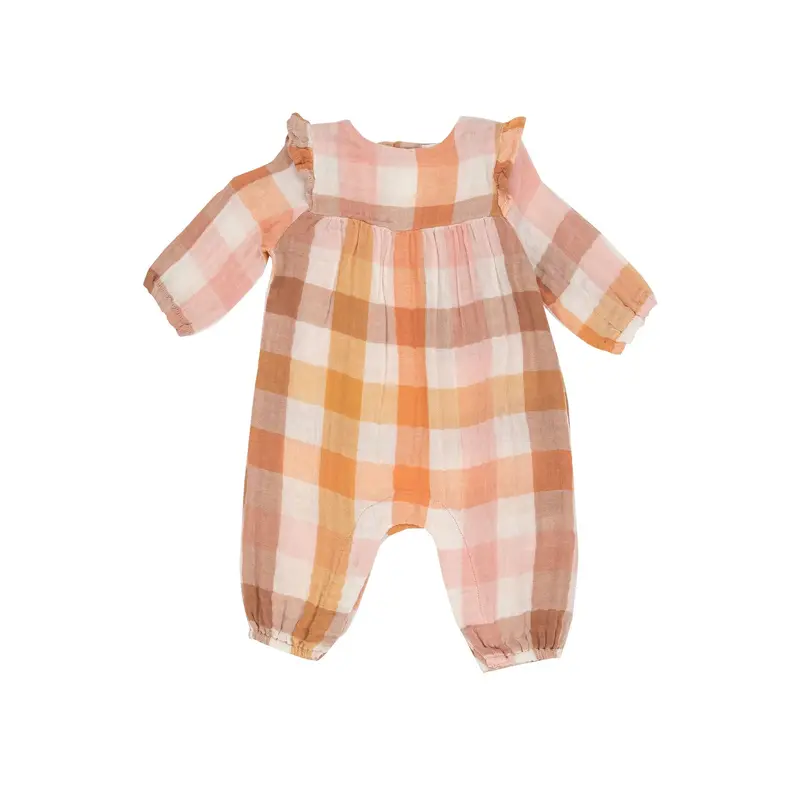 Angel Dear Plaid Ruffle-Sleeve Romper 1