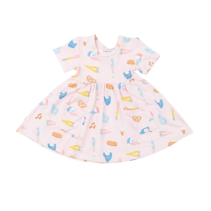 Angel Dear Softball-Inspired Twirl Dress With Short Sleeves 1