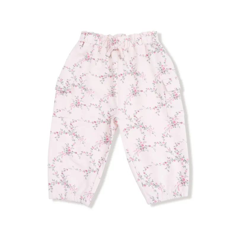 Antoinette Floral French Terry Cargo Pants For Kids 1