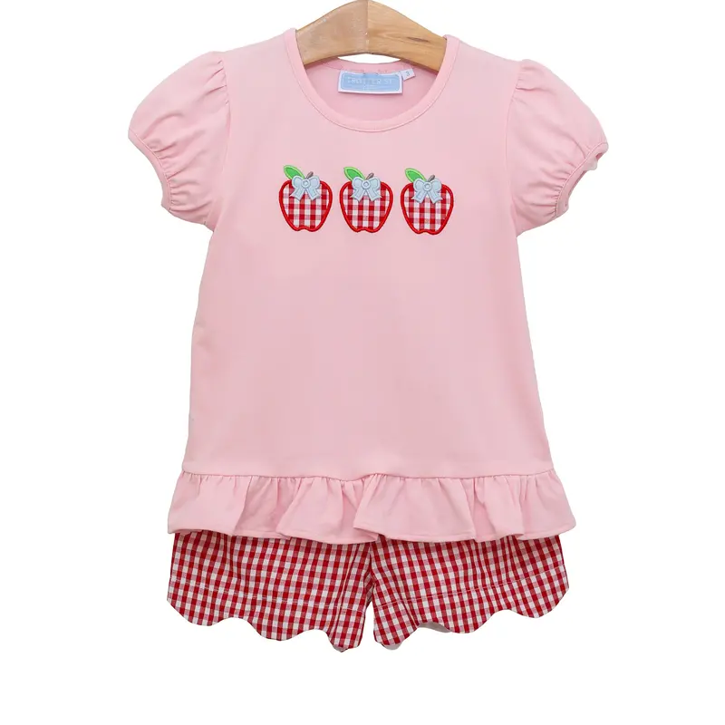 Apple Trio Design Ruffle Short Set 1