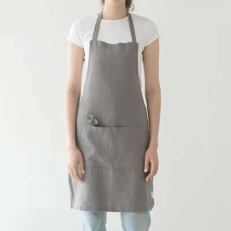 Ash Gray Linen Minimalist Daily Apron 1