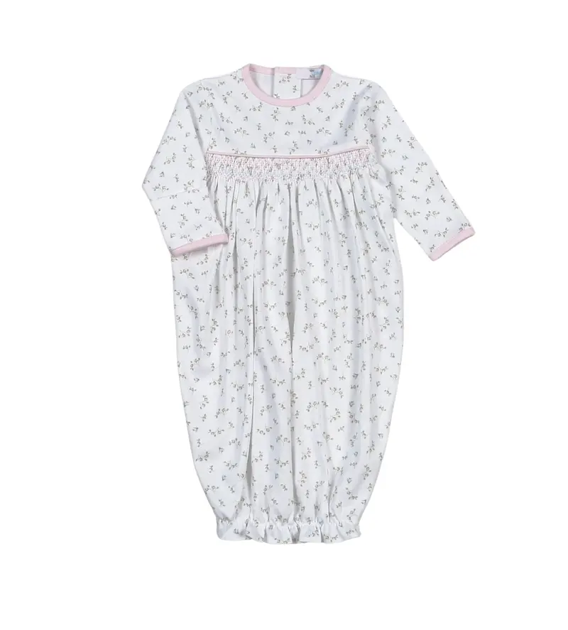 Baby Loren Bella Pink Floral Hand-Smocked Gown 1