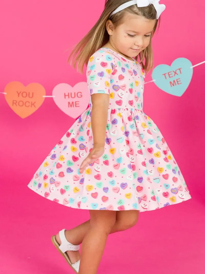 'Be My Valentine' Short-Sleeve Knit Twirl Dress 1