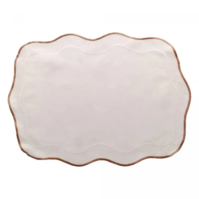 Beige Embroidered Cotton American Place Mats – 2-Pack, 33X45Cm 1