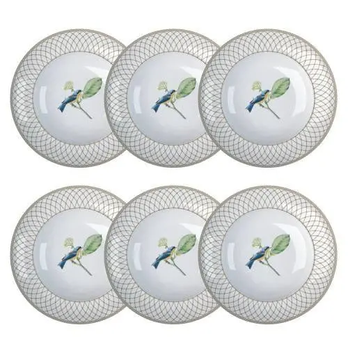 Bela Fauna Soup Plate Set – 6-Piece Nature-Inspired Ceramic Tableware 1