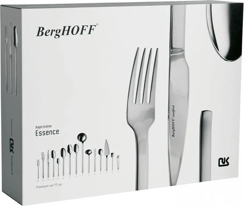 Berghoff Essentials Essence 72-Piece Flatware Set – Modern Sleek Stainless Dinnerware 1