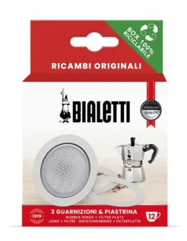 Bialetti Moka Pot Replacement Kit: 1 Filter Plate + 3 Seals 1