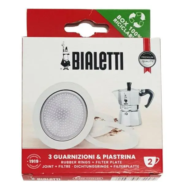 Bialetti Replacement Parts Kit – 2-Cup Filter Plate + 3 Seals 1