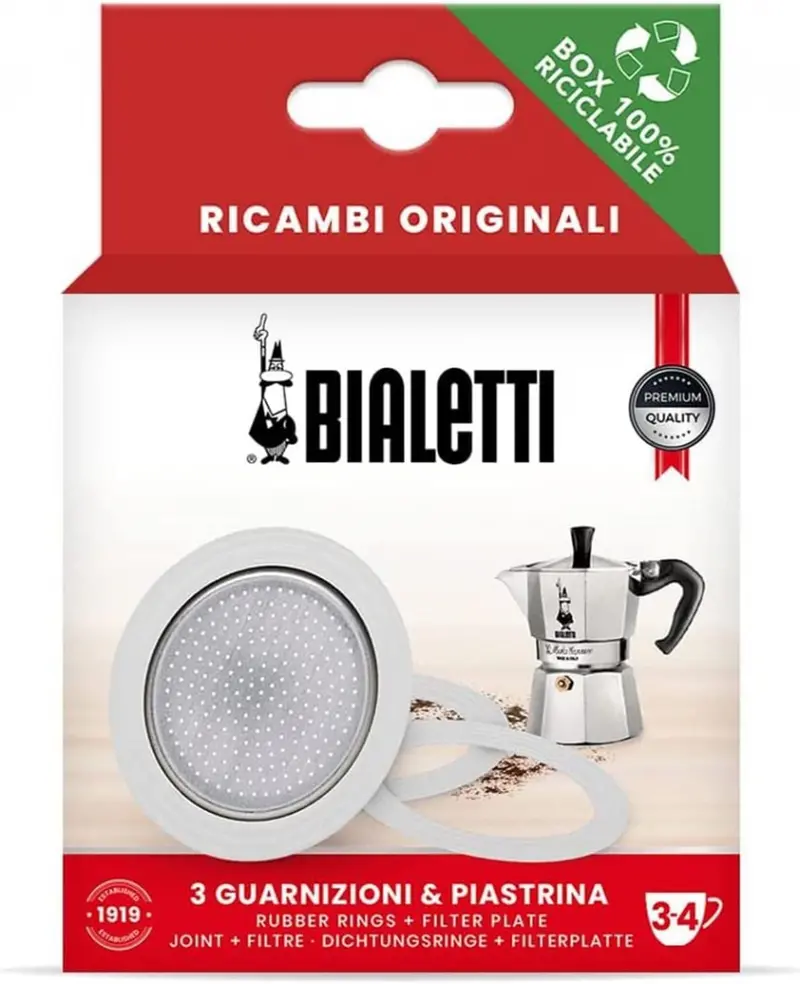 Bialetti Replacement Parts Kit – 3–4-Cup Filter Plate + 3 Seals 1